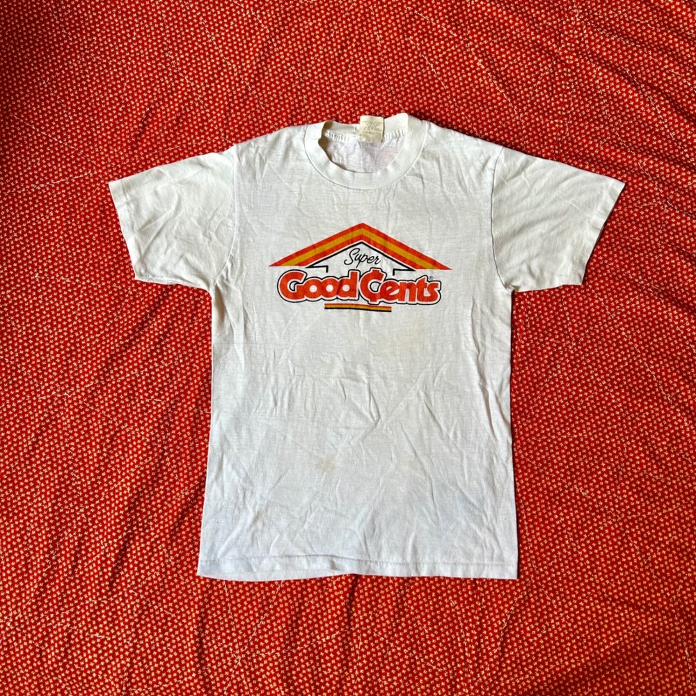 Vintage Ebert Sportswear Super Good Cents Graphic T-Shirt White Mens Medium